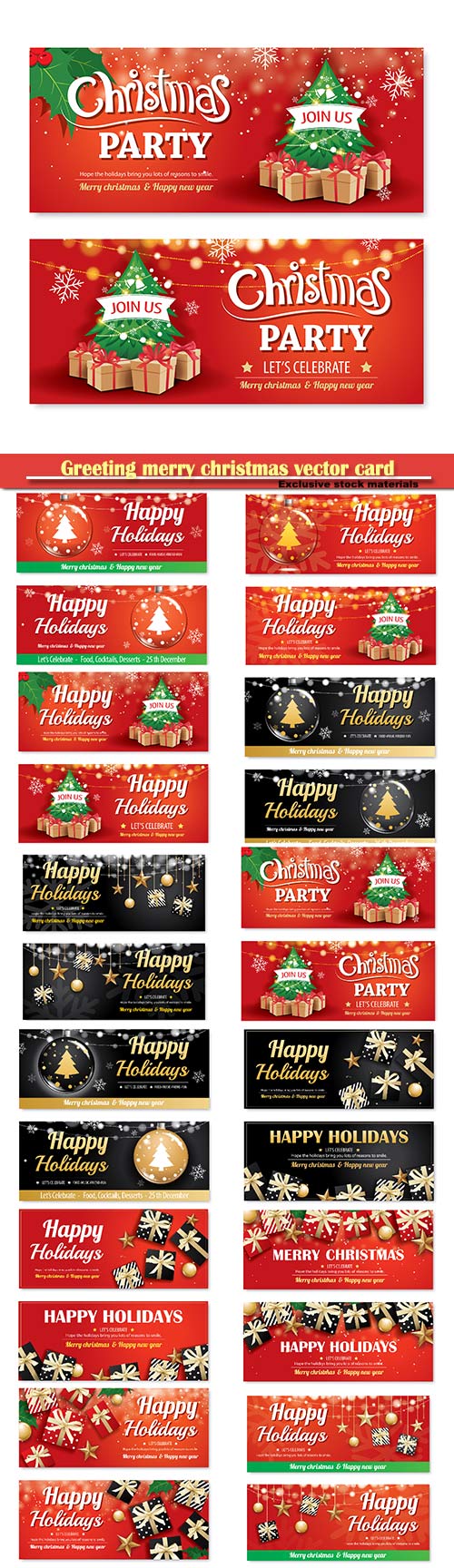 Greeting merry christmas vector card, party poster banner design template, happy holiday and new year