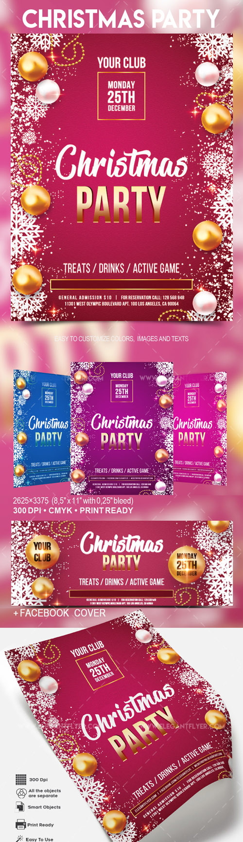 Christmas Party Flyer PSD Templates (+ Fb Cover)