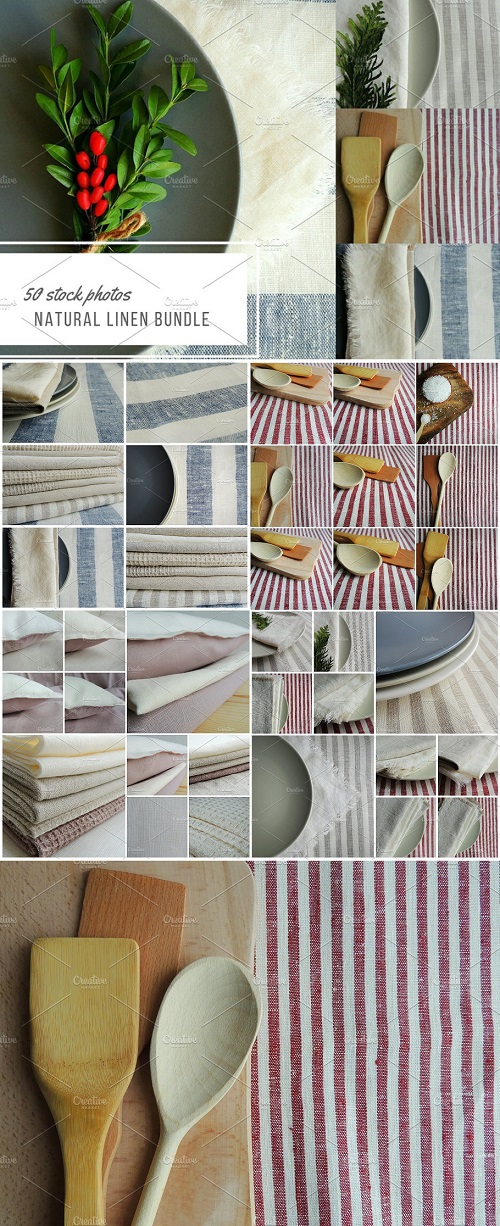 Natural linen fabric bundle - 2175723