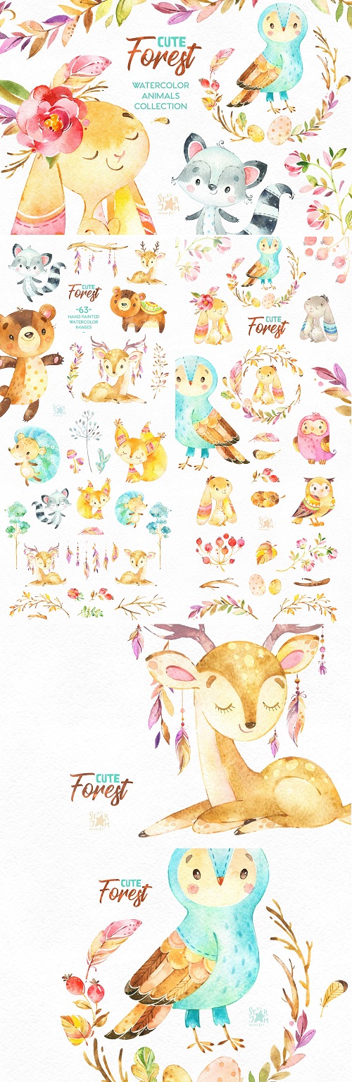 Cute Forest. Collection of Animals - 2221456