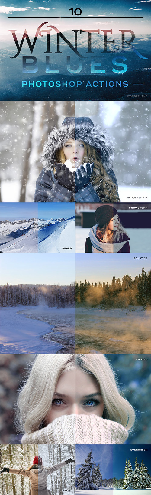10 Winter Blues Photo Effect Actions for Photoshop
