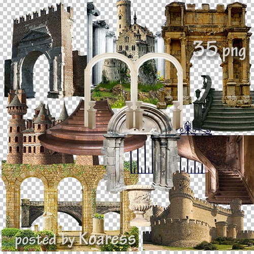 Клипарт png для фотошопа - старинные замки, башни, колонны и другие элементы архитектуры - часть 2