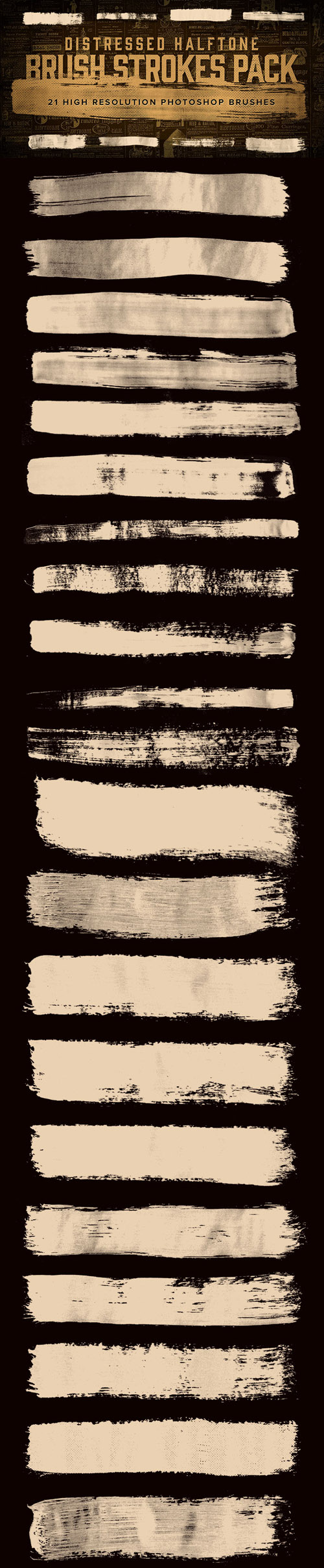 21 Distressed Halftone Brush Strokes for Photoshop
