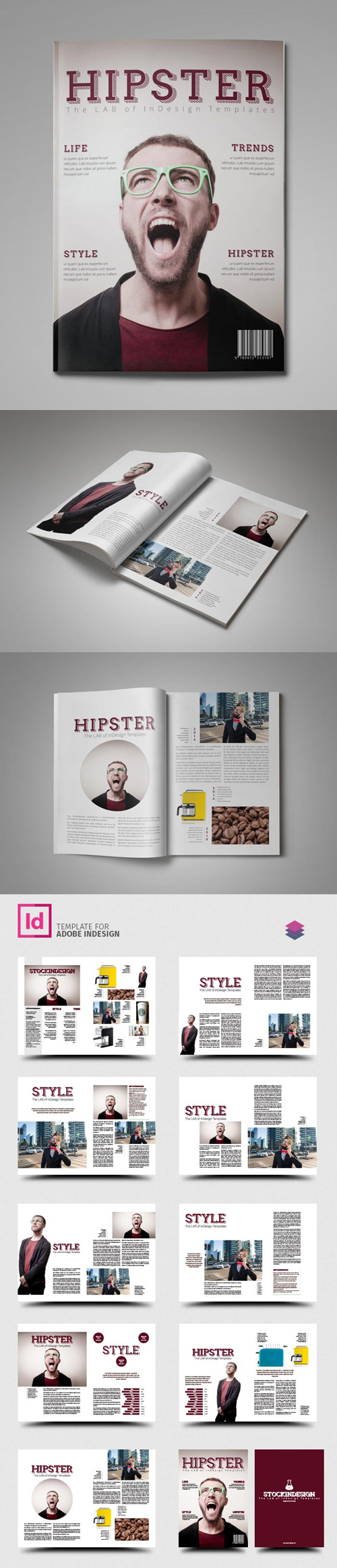 Hipster - PRO Magazine Indesign Template [IDML]