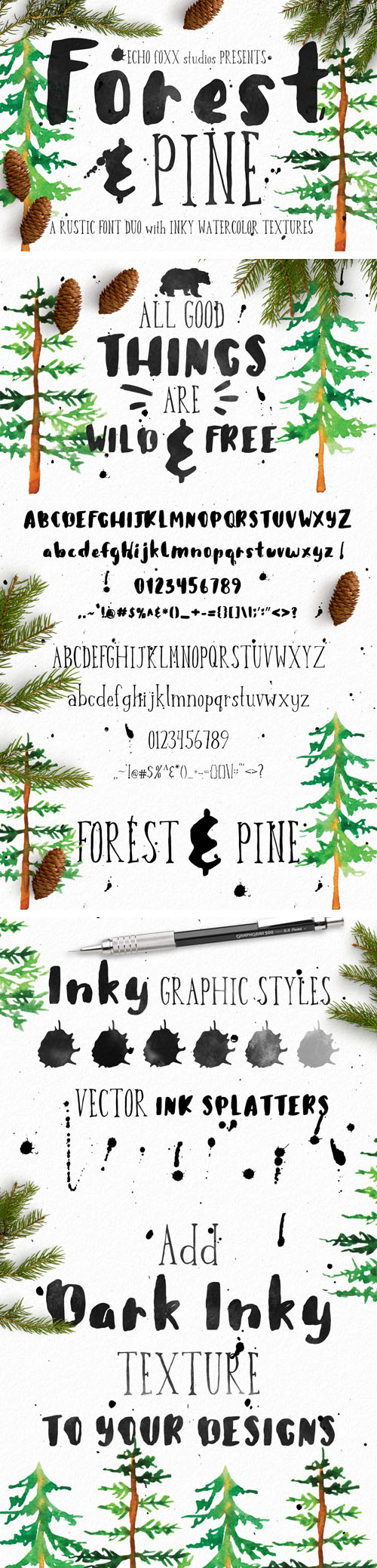 Forest & Pine - Handwritten Display Font & Vector AI