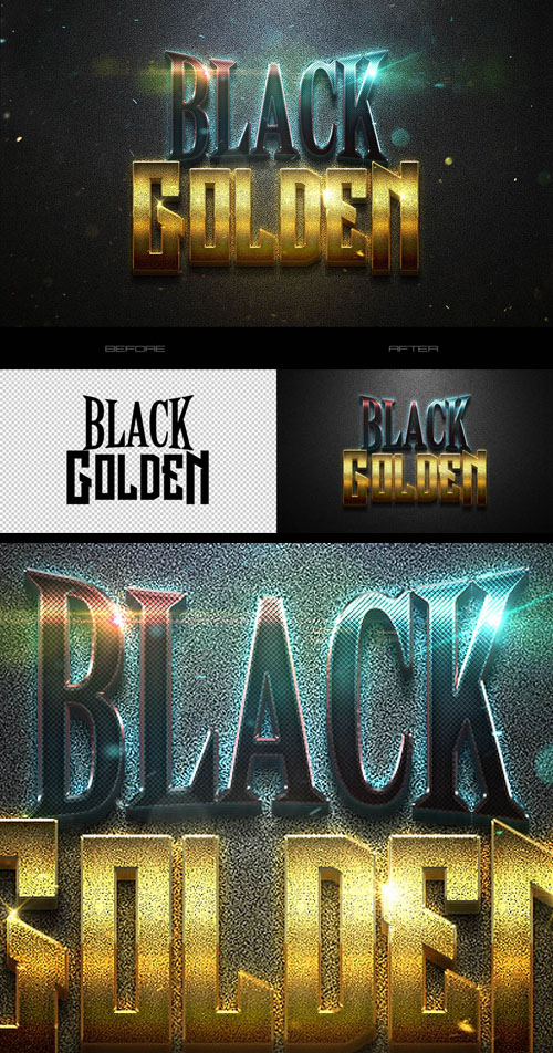 Fantastic 3D Photoshop Text Effects with Black & Golden Styles