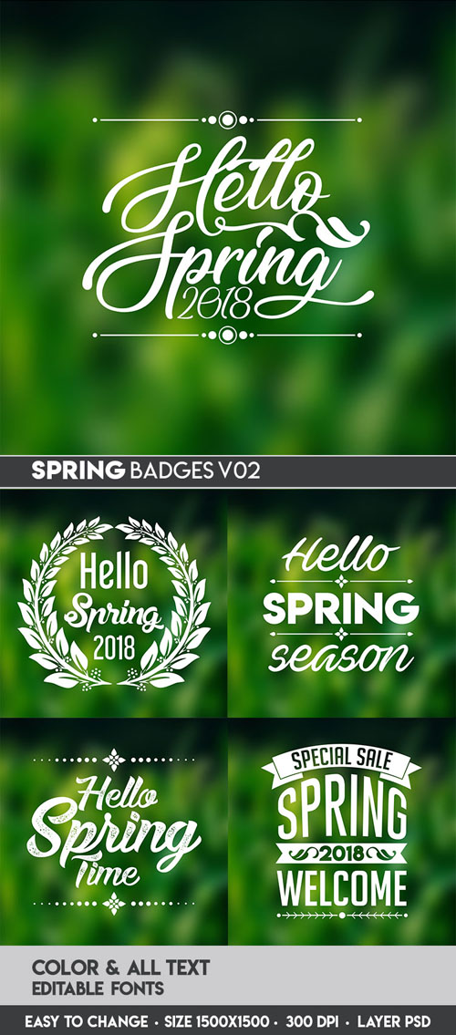 Spring Badges V02 in PSD Templates