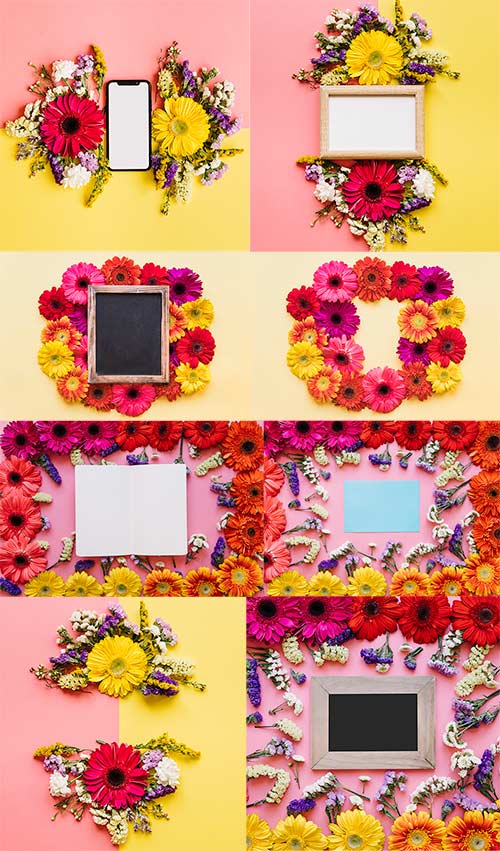     / Spring background with flowers