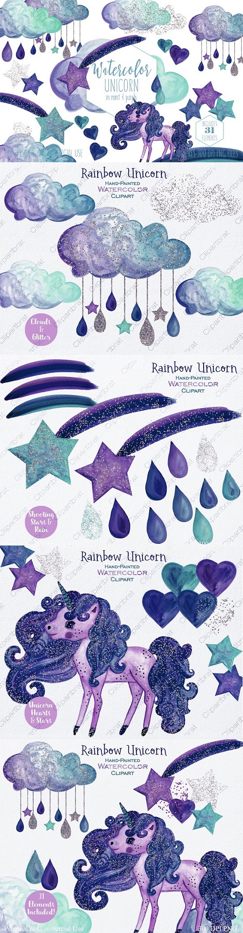 Purple & Navy Blue Rainbow Unicorn 2181914