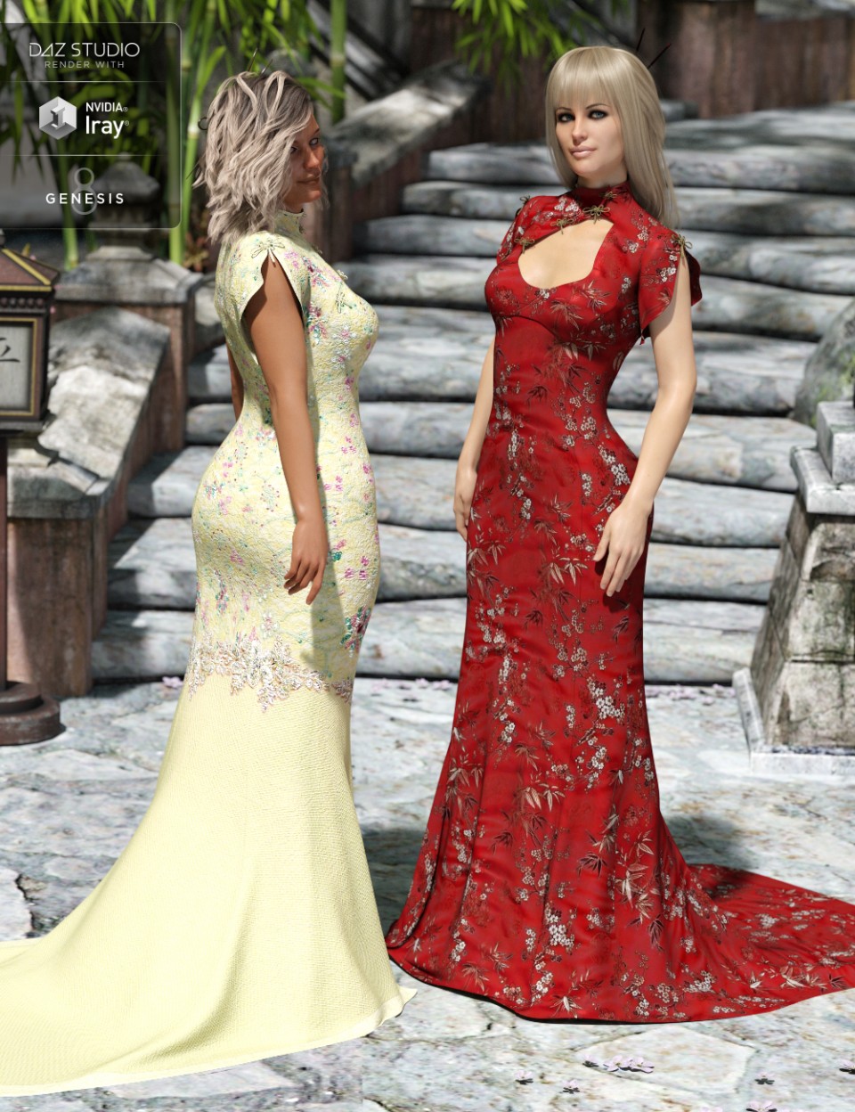 Polyantha Rose Dress for Genesis 8 Female(s)+Textures