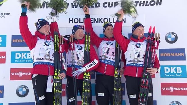Норвежский биатлонисты победили в эстафете на домашнем этапе КМ; украинцы – 12-е
