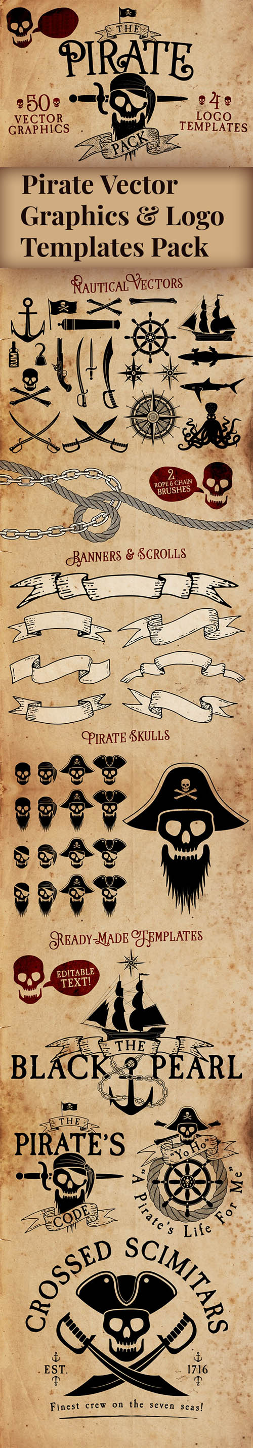 Pirate Vector Graphics & Logo Vector Templates Pack [Ai/EPS]