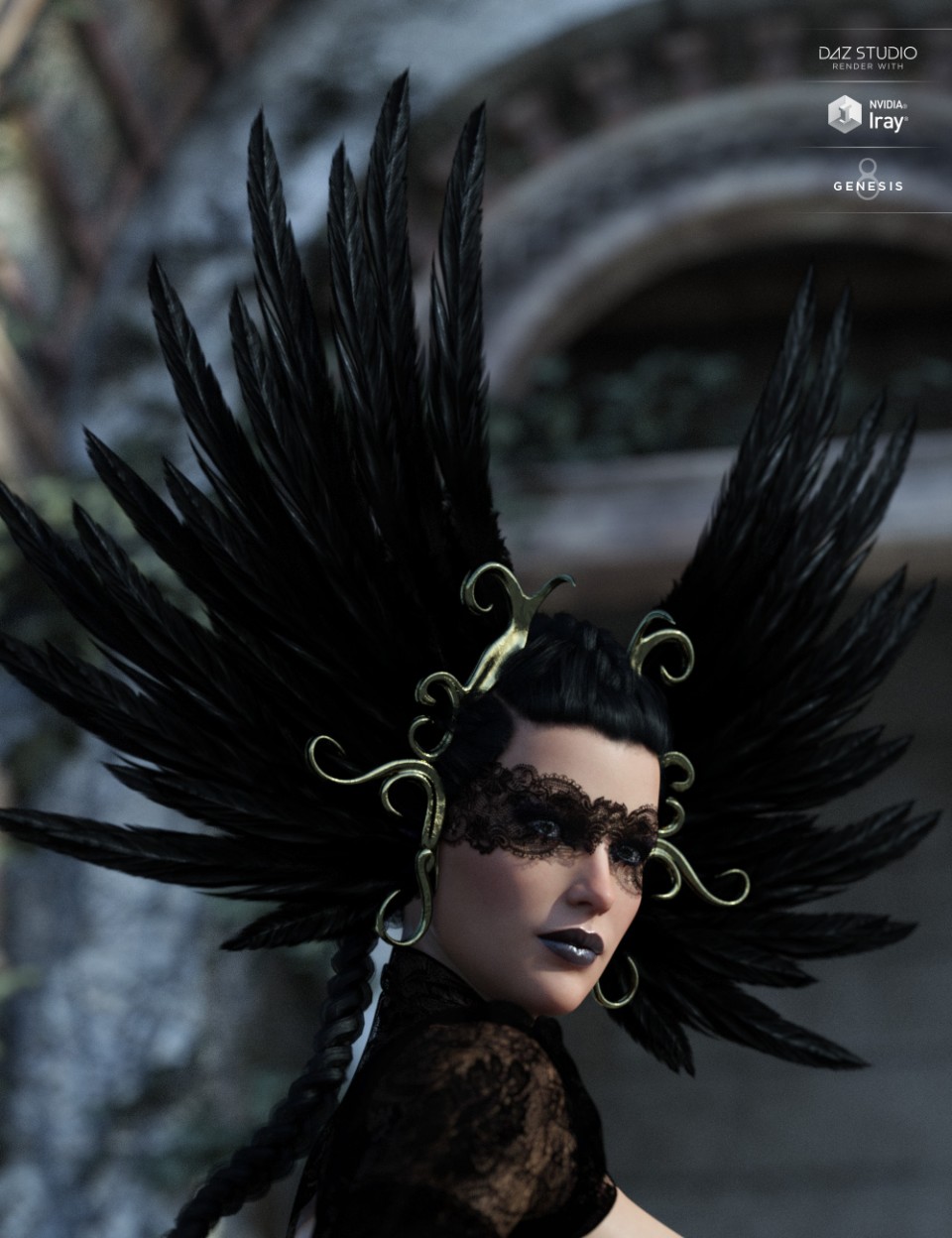 Raven Headwear for Genesis 3 and 8 Female(s)