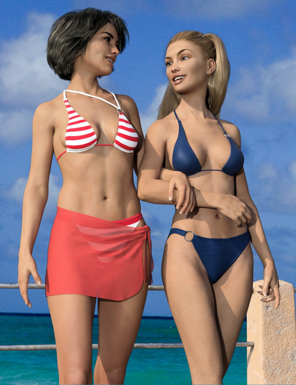 dForce RealFit Ring Bikini & Wrap for Genesis 3 and 8 Female(s) + Tex