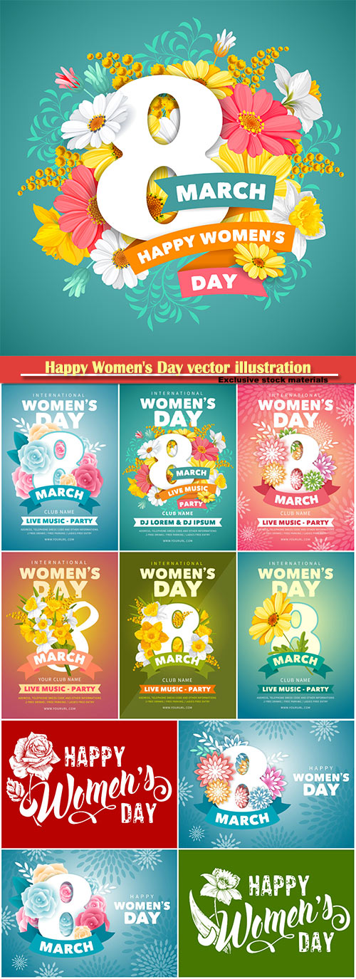 Happy Women's Day vector illustration,8 March, spring flower background # 2