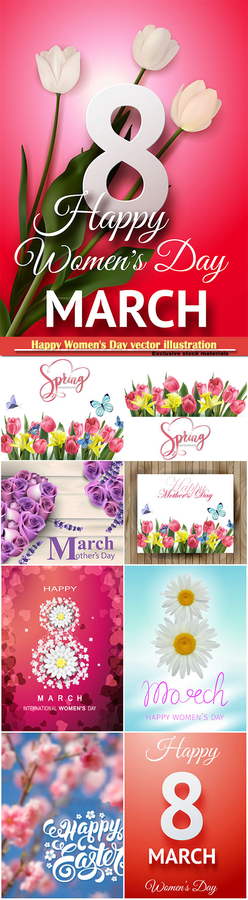Happy Women's Day vector illustration,8 March, spring flower background # 7
