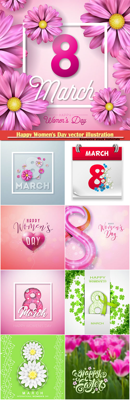 Happy Women's Day vector illustration,8 March, spring flower background # 8
