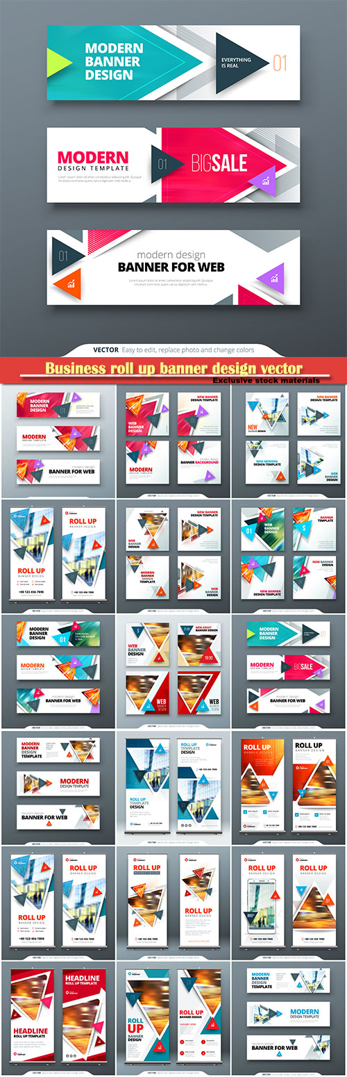 Business roll up banner design vector template, presentation concept